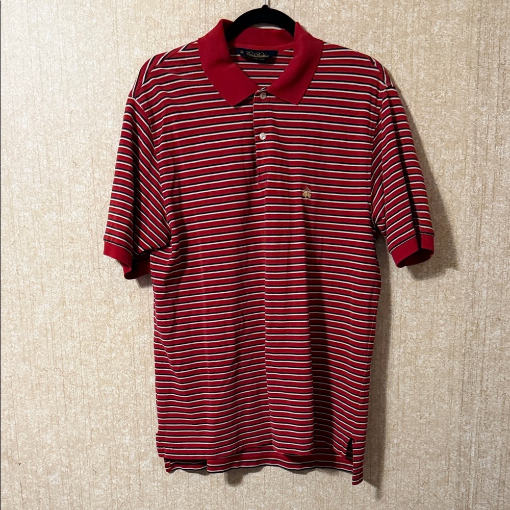 Brooks Brothers Red and White Striped Polo Shirt